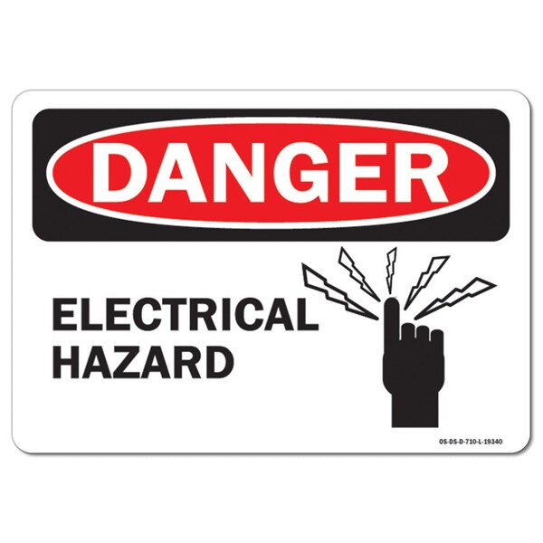 Safety Sign, OSHA Danger, 18" Height, 24" Width, Electrical Hazard, Landscape, D-1824-L-19340